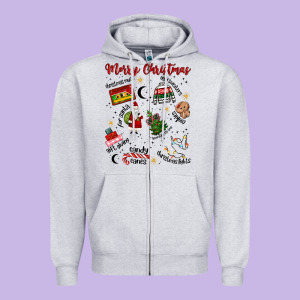 Merry Christmas Zipper Hoodie Designed By Maliassmallbusiness