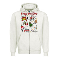 Oatmeal Heather Merry Christmas Zipper Hoodie - MaliasSmallBusiness