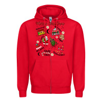 Red Merry Christmas Zipper Hoodie - MaliasSmallBusiness