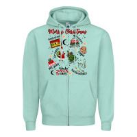 Seafoam Merry Christmas Zipper Hoodie - MaliasSmallBusiness