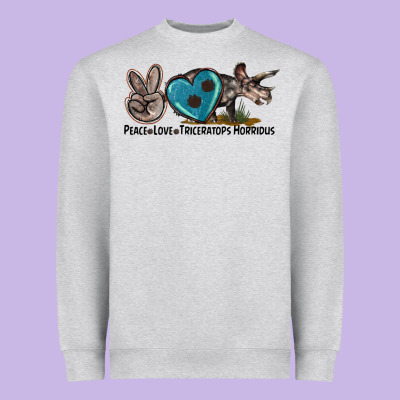 Peace Love Triceratops Horridus Heavyweight Sweatshirt Designed By Lillyallendesigns
