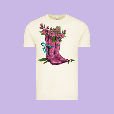 Valentines Day Western Boots And Roses Vintage Tee Designed By Adodesignshop