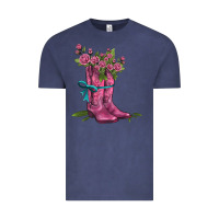 Vintage Denim valentines day western boots and roses Vintage Tee - AdoDesignShop