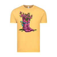 Vintage Mustard valentines day western boots and roses Vintage Tee - AdoDesignShop