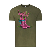 Vintage Olive valentines day western boots and roses Vintage Tee - AdoDesignShop