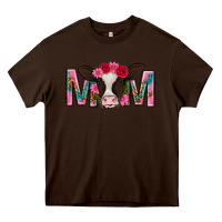 Chocolate Brown mom with cow mothers day Heavy Core Tee - texasbilliewilder