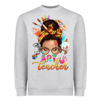 Heather Grey art teacher messy bun Heavyweight Sweatshirt - NancyCooperArtShop