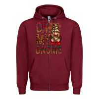 Burgundy Oh my gnome Zipper Hoodie - NancyCooperArtShop