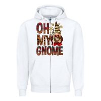 White Oh my gnome Zipper Hoodie - NancyCooperArtShop