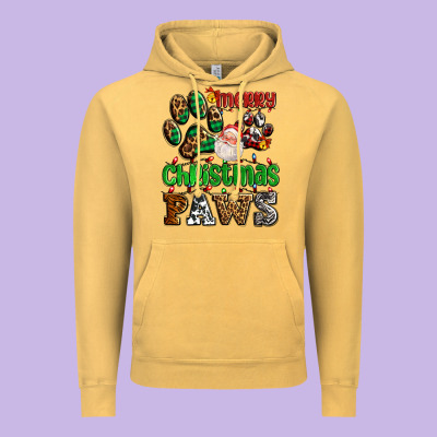 Merry Christmas Paws With Santa Vintage Hoodie Designed By Adodesignshop
