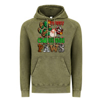 Vintage Olive merry christmas paws with santa Vintage Hoodie - AdoDesignShop