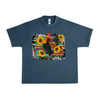 Midnight Navy western rooster coop animals sunflowers cowhide serape wooden Urban Heavy Tee - Artiststas