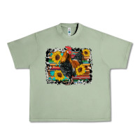 Oil Green western rooster coop animals sunflowers cowhide serape wooden Urban Heavy Tee - Artiststas