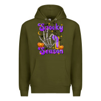 Army Green Spooky Season On Premium Hoodie - texasbilliewilder