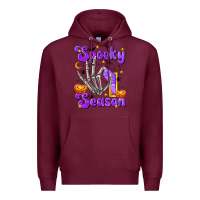Burgundy Spooky Season On Premium Hoodie - texasbilliewilder
