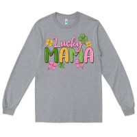 Heather Grey lucky mama Long Sleeve Tee - MaliasSmallBusiness