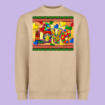 Love Autism Awareness Heavyweight Sweatshirt Designed By Barkaloodesign