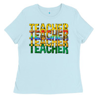 Baby Blue teacher teacher teacher Ladies Tee - texasbilliewilder