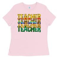 Bubblegum Pink teacher teacher teacher Ladies Tee - texasbilliewilder