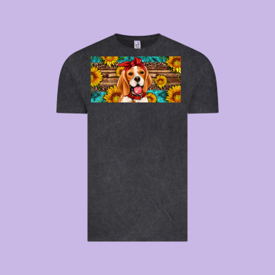Beagle With Sunflowers License Plate Vintage Tee Designed By Artiststas
