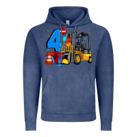 Vintage Denim forklift birthday four Vintage Hoodie - Artiststas