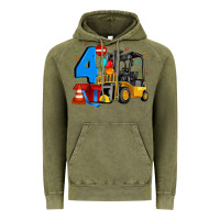 Vintage Olive forklift birthday four Vintage Hoodie - Artiststas