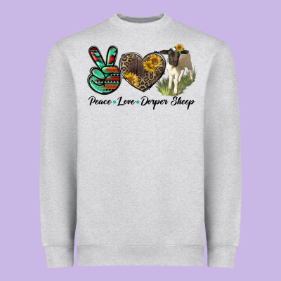 Peace Love Dorper Sheep Heavyweight Sweatshirt Designed By Lillyallendesigns