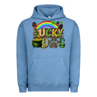 Pigment Pebble Blue Lucky dog St. Patrick's Day Urban Hoodie - CowGirlArtShop