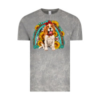Cloud Rock beagle turquoise and sunflowers rainbow Vintage Tee - Artiststas