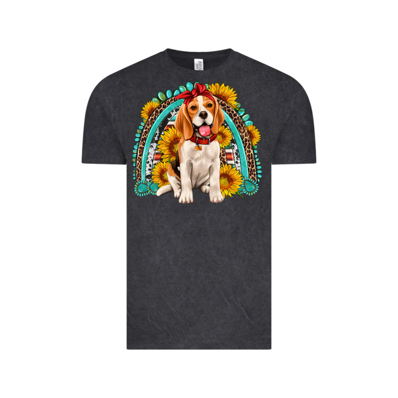 Beagle Turquoise And Sunflowers Rainbow Vintage Tee by Artiststas | Teevron