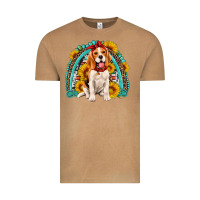 Vintage Camel beagle turquoise and sunflowers rainbow Vintage Tee - Artiststas