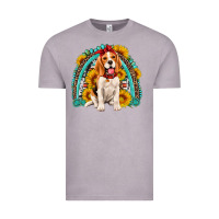 Vintage Zinc beagle turquoise and sunflowers rainbow Vintage Tee - Artiststas