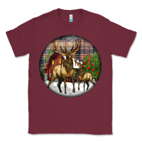 Burgundy elk buck deer christmas Classic Tee - LillyAllenDesigns