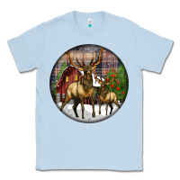 Dusty Blue elk buck deer christmas Classic Tee - LillyAllenDesigns