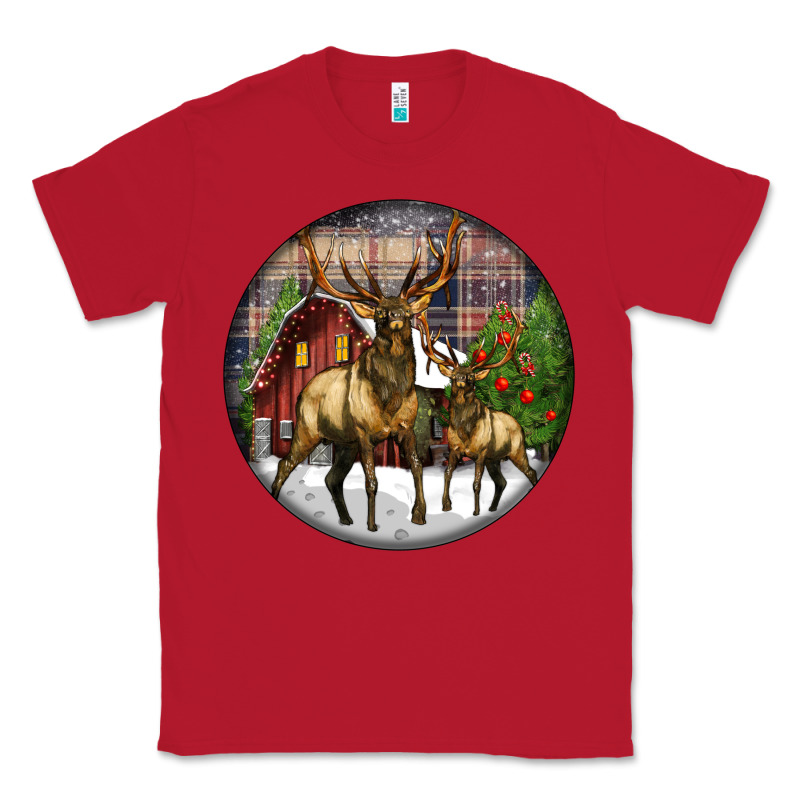 Elk Buck Deer Christmas Classic Tee by LillyAllenDesigns | Teevron