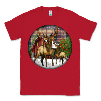 Red elk buck deer christmas Classic Tee - LillyAllenDesigns
