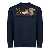 Navy Peace Love American White Sea Eagle Heavyweight Sweatshirt - LillyAllenDesigns