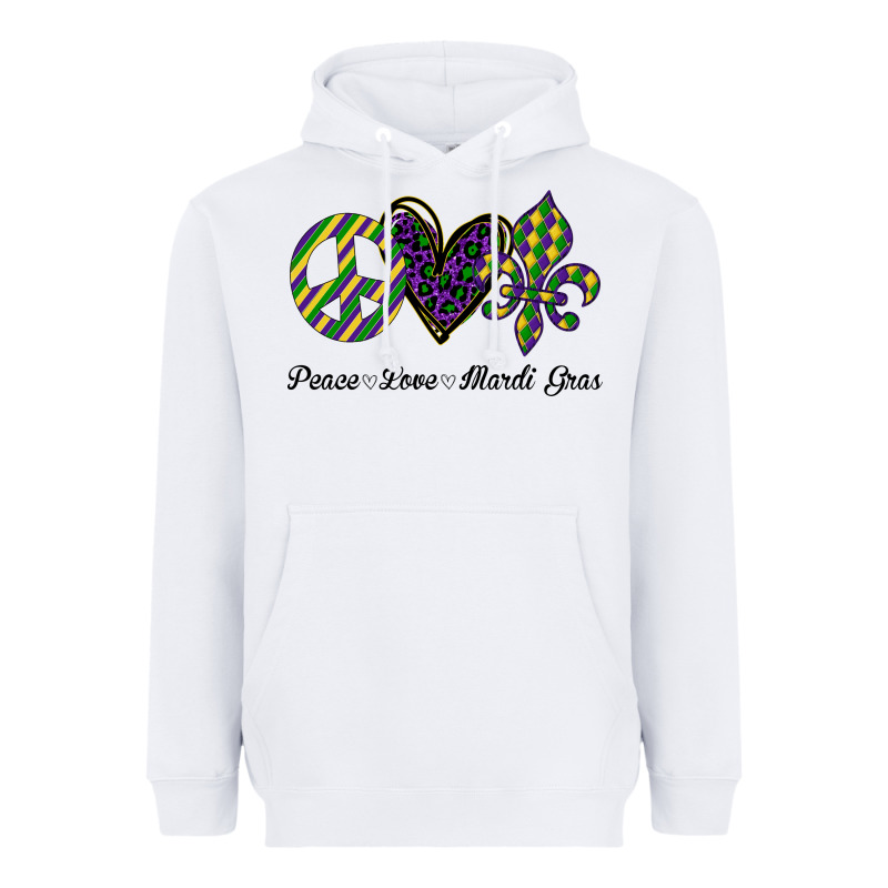 Mardi Gras Love Peace Heavyweight Hoodie by Bettercallsaul | Teevron