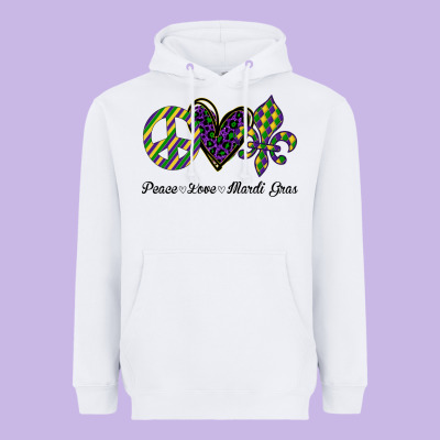 Mardi Gras Love Peace Heavyweight Hoodie Designed By Bettercallsaul