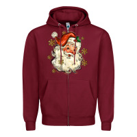 Burgundy Christmas Santa Zipper Hoodie - MaliasSmallBusiness
