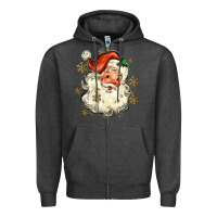 Charcoal Heather Christmas Santa Zipper Hoodie - MaliasSmallBusiness