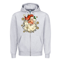 Heather Grey Christmas Santa Zipper Hoodie - MaliasSmallBusiness