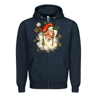 Navy Christmas Santa Zipper Hoodie - MaliasSmallBusiness