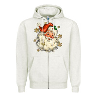 Oatmeal Heather Christmas Santa Zipper Hoodie - MaliasSmallBusiness