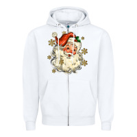 White Christmas Santa Zipper Hoodie - MaliasSmallBusiness
