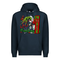 Navy Christmas Character Nurse Premium Hoodie - NancyCooperArtShop