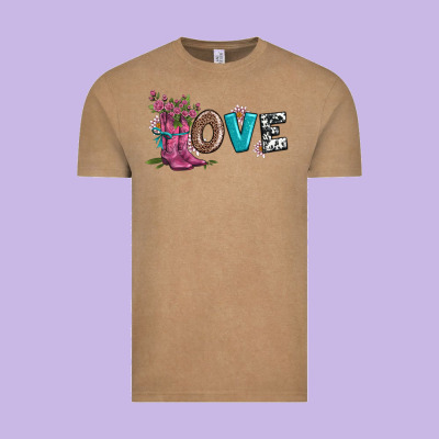 Valentines Day Love And Boots Vintage Tee Designed By Adodesignshop