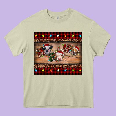 Hohoho Christmas Cows Heavy Core Tee Designed By Ranaportraitstore