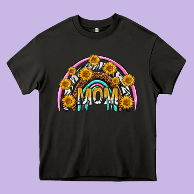 Mom With Sunflower Rainbow Mothers Day Heavy Core Tee Designed By Texasbilliewilder