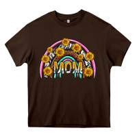 Chocolate Brown mom with sunflower rainbow mothers day Heavy Core Tee - texasbilliewilder